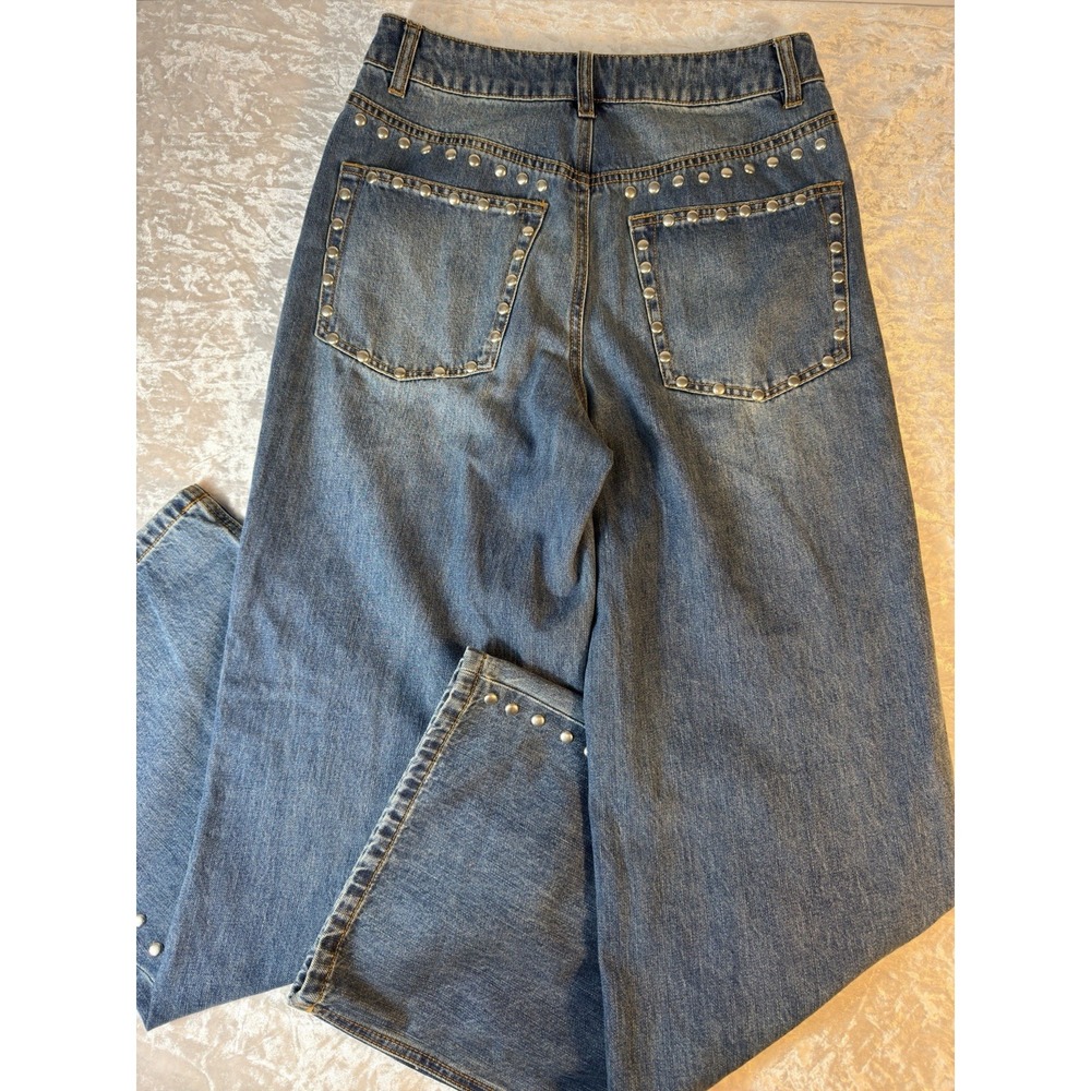House‎ of Harlow 1960 Studded Wide Leg Jeans Womens 4 Blue Denim 28x30